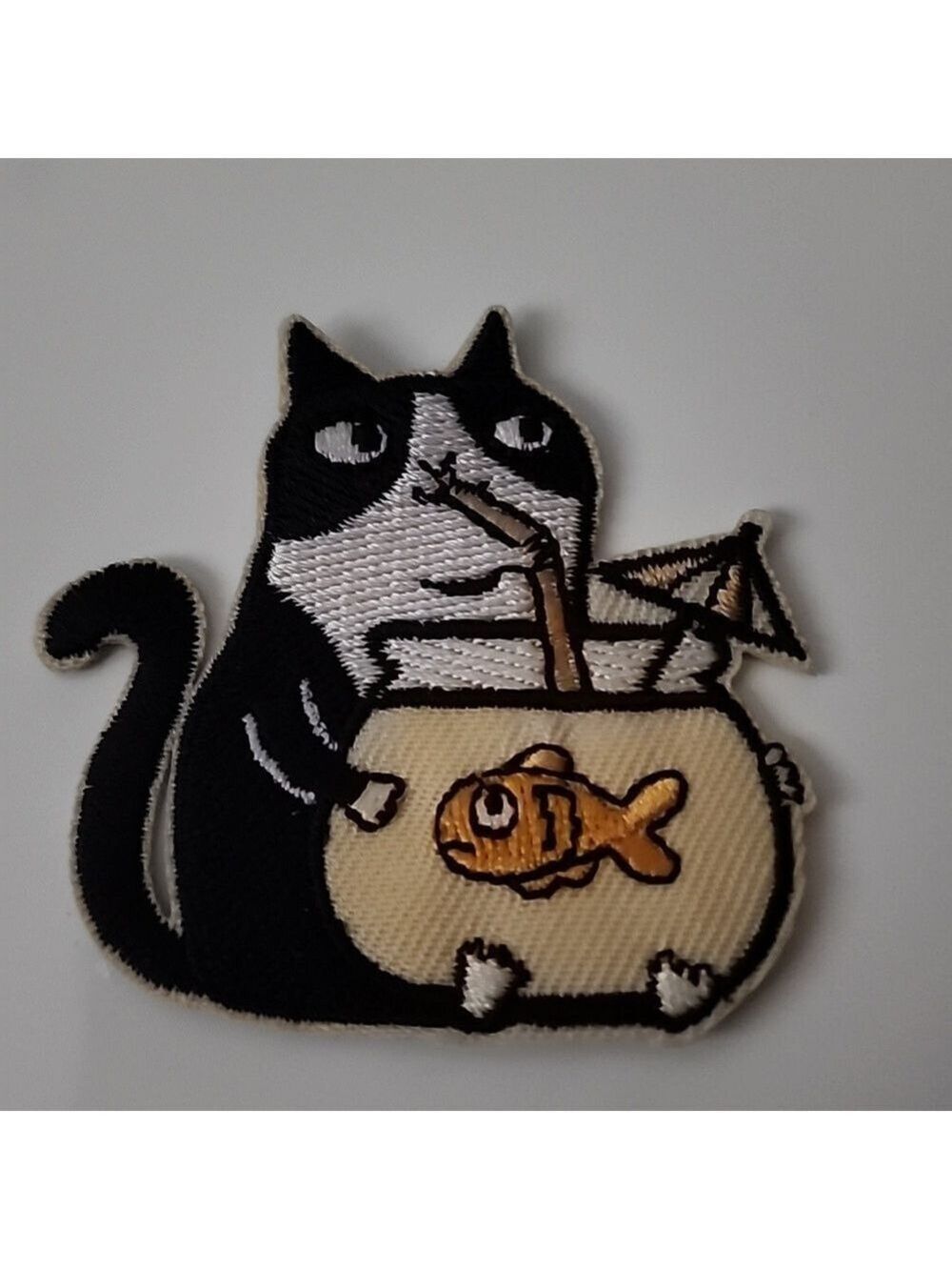 Cat Fishbowl Whimsy IRON ON Patch Cat